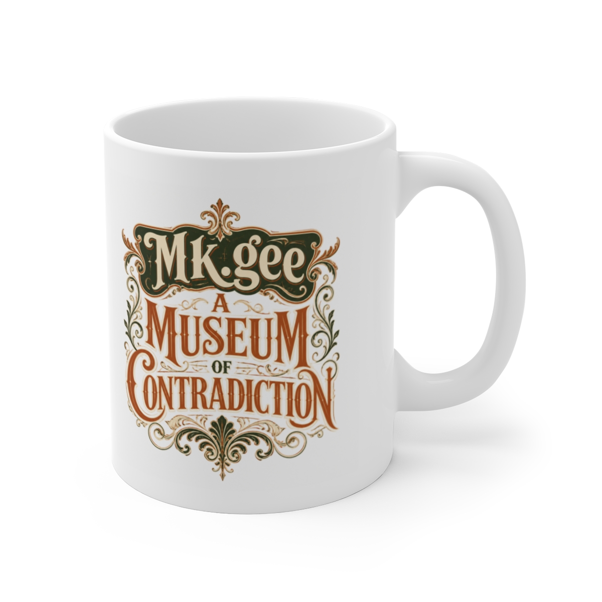 Mk.gee "A Museum of Contradiction" White Mug