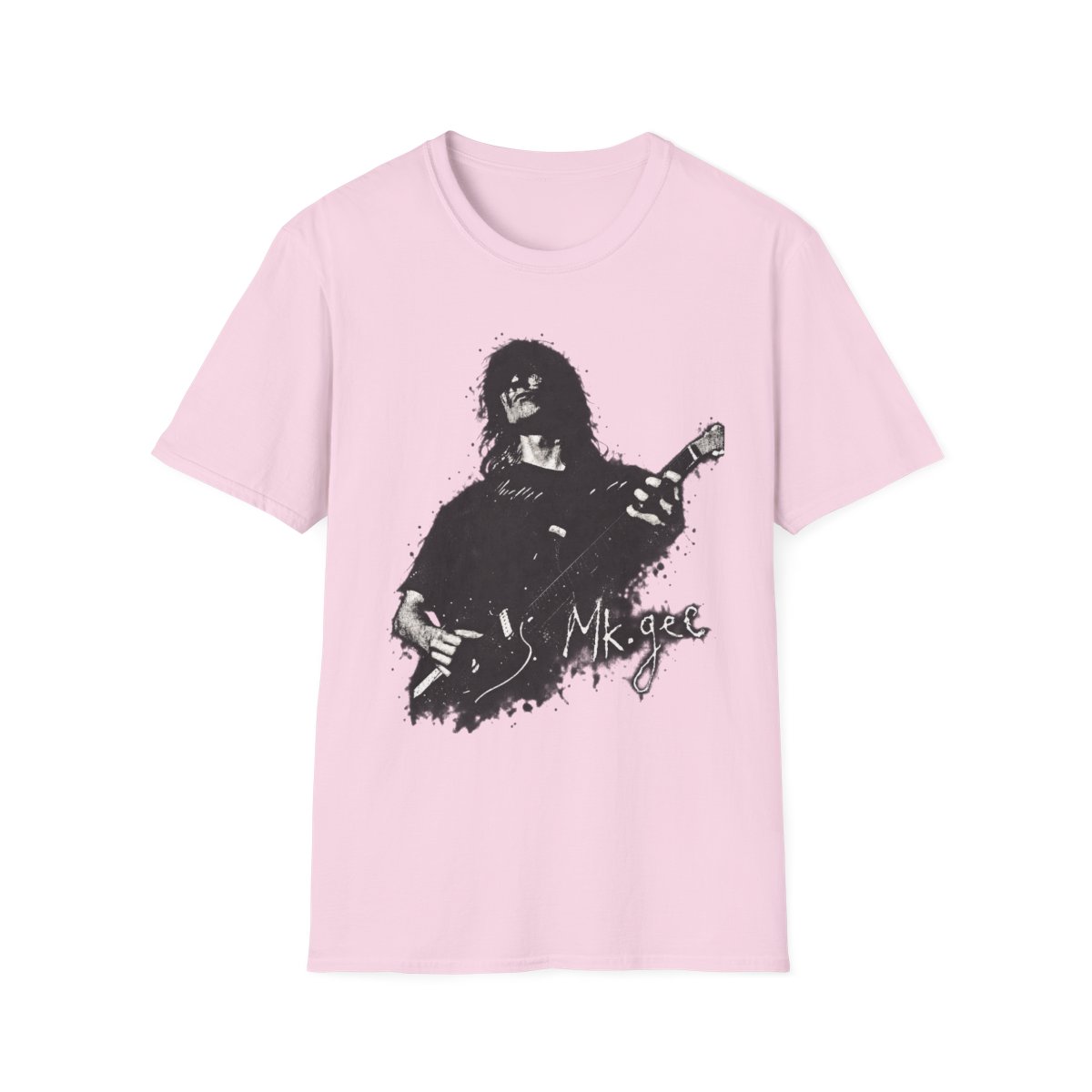 Grunge Guitarist Portrait T-Shirt | Black Ink Music Tee | MK.GEEE Singer & Songwriter - alternate angle 5, merchandise