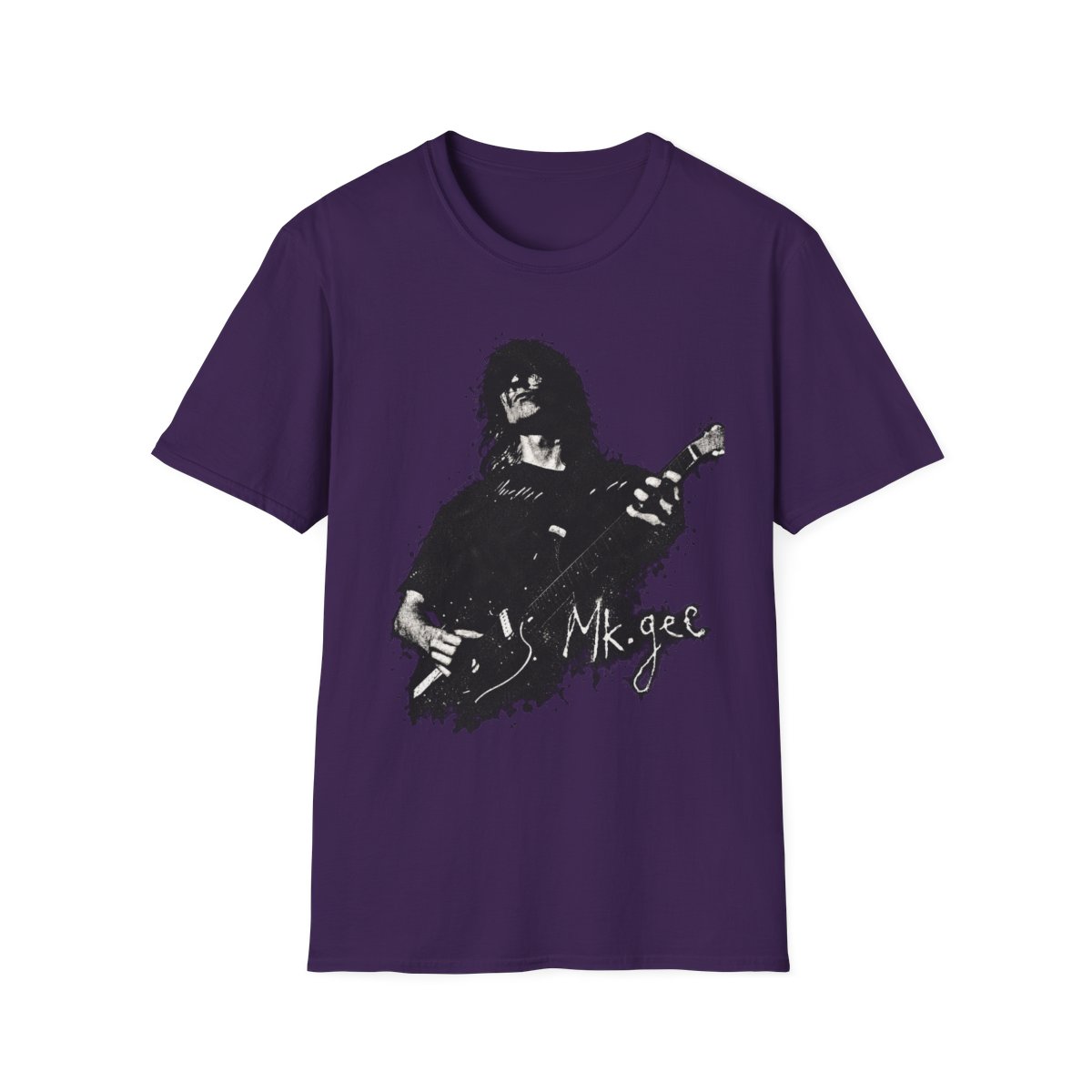 Grunge Guitarist Portrait T-Shirt | Black Ink Music Tee | MK.GEEE Singer & Songwriter - alternate angle 4, merchandise