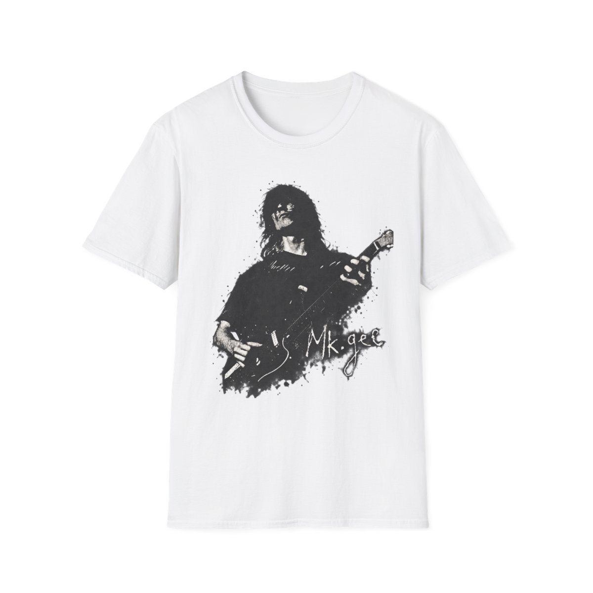 Grunge Guitarist Portrait T-Shirt | Black Ink Music Tee | MK.GEEE Singer & Songwriter - Official T-Shirts merchandise