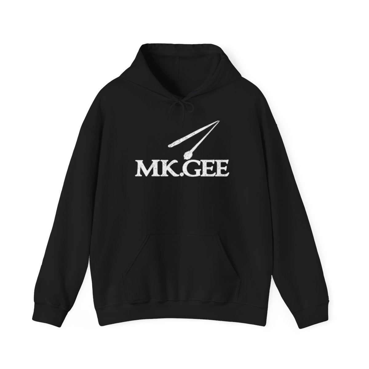 MK.GEEE Logo Hoodie | Minimal Script Logo, Black Pullover | MK.GEEE Singer & Songwriter - Official Hoodies merchandise
