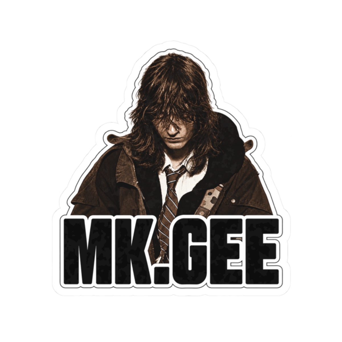 MK.GEEE Grunge Portrait Kiss-Cut Sticker | Musician Illustration | MK.GEEESinger & Songwriter - alternate angle 3, merchandise