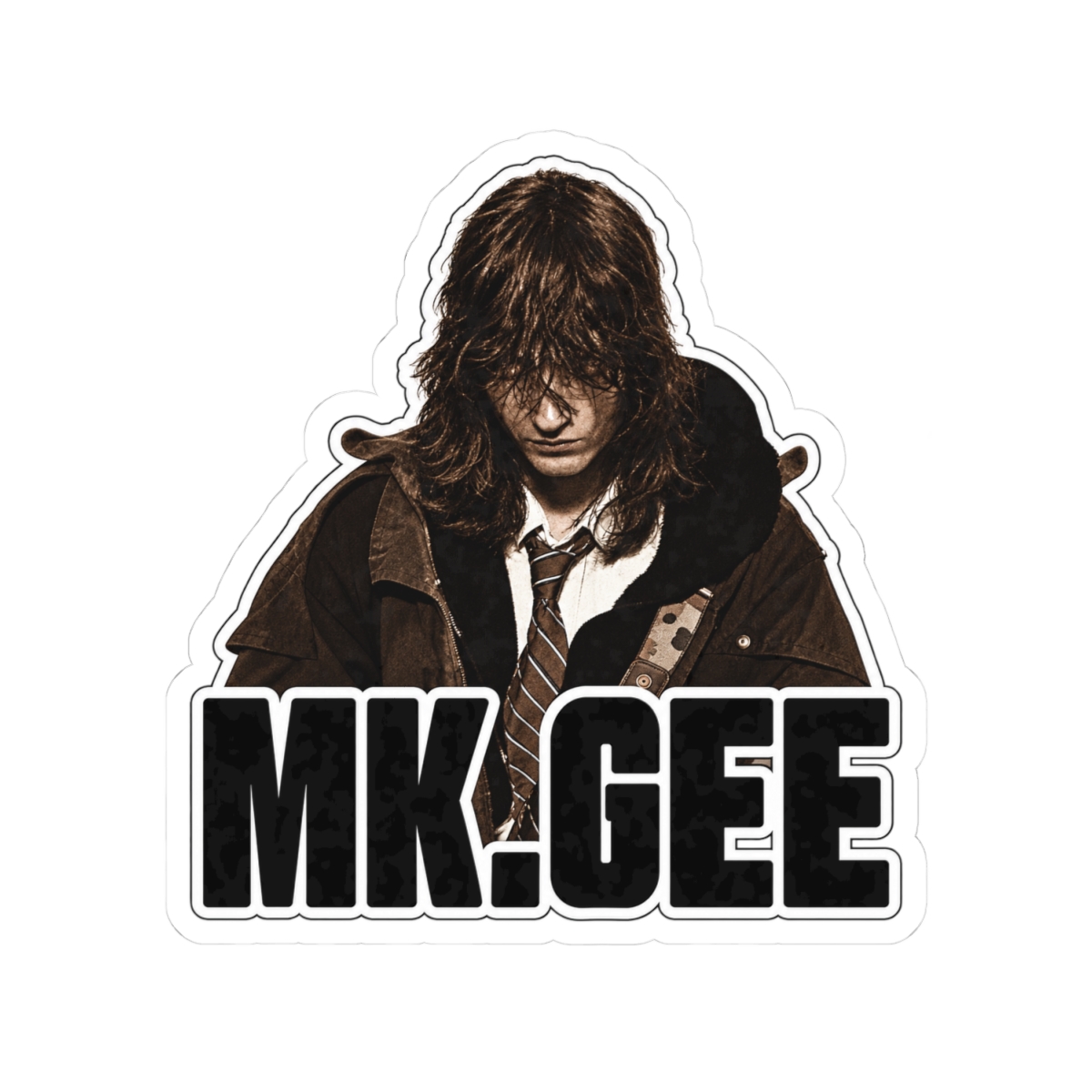 MK.GEEE Grunge Portrait Kiss-Cut Sticker | Musician Illustration | MK.GEEESinger & Songwriter - alternate angle 1, merchandise